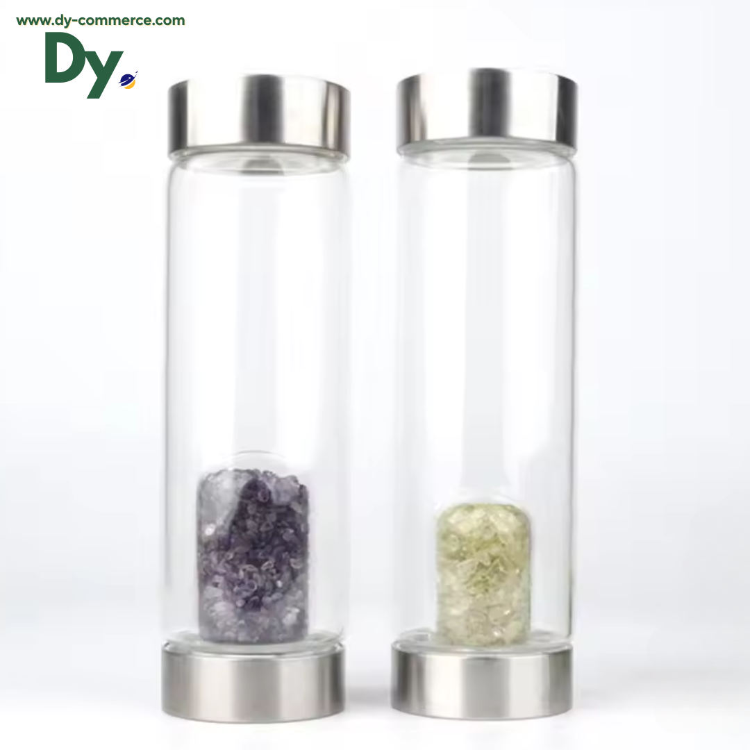 Glass Bottle with Quartz Stone